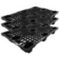 Schwarze Palette 120 x 80 x 14,5 cm | 3er-Pack stapelbare Transportpaletten | Polyethylen hoher Dichte | Leicht und robust
