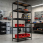 Étagère métallique noire 180 x 90 x 40 cm | 5 étagères | Charge maximale 875 kg | 175 kg par étagère | Panneaux HDF 5 mm Étagère métallique noire 180 x 90 x 40 cm | 5 étagères | Charge maximale 875 kg | 175 kg par étagère | Panneaux HDF 5 mm