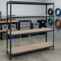 Black Metal Shelving Unit 180x150x50 cm | 4 Shelves | Max. Load 1200 kg | 300 kg per Shelf Black Metal Shelving Unit 180x150x50 cm | 4 Shelves | Max. Load 1200 kg | 300 kg per Shelf