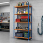 Blue Metal Shelving Unit 180x90x40 cm | 5 Shelves | Max. Load 750 kg | 150 kg per Shelf