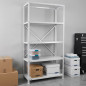 Weißes Metallregal 180 x 90 x 30 cm | 5 Böden | Max. Belastung 500 kg | 100 kg pro Boden