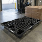 Schwarze Palette 120 x 80 x 14,5 cm | 3er-Pack stapelbare Transportpaletten | Polyethylen hoher Dichte | Leicht und robust