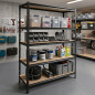 Black Metal Shelving Unit 180x120x50 cm | 4 Shelves | Max. Load 1200 kg | 300 kg per Shelf