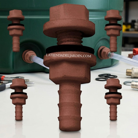 Set di 5 Raccordo di Uscita Serbatoio in Plastica da 10 mm, Connettore per Serbatoi d'acqua, Rubinetto per Barile di Pioggia