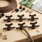 Llave de Paso para Riego por Goteo 7 mm Marrón | Pack 6 Llave de Corte 7mm | Conexión para Tubo de Riego 7 mm
