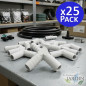 Pack 25 Codos 10 mm para tubería flexible ideales para conexiones en sistemas de riego y agua