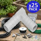Pack 25 Codos 10 mm para tubería flexible ideales para conexiones en sistemas de riego y agua