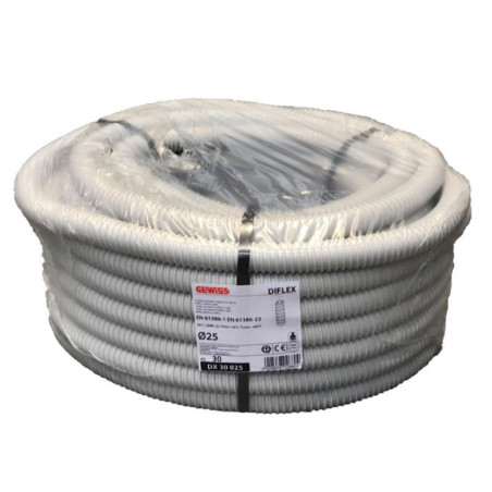 Gaine flexible grise 25 mm x 30 m | Gaine pour câbles électriques | Tuyau électrique