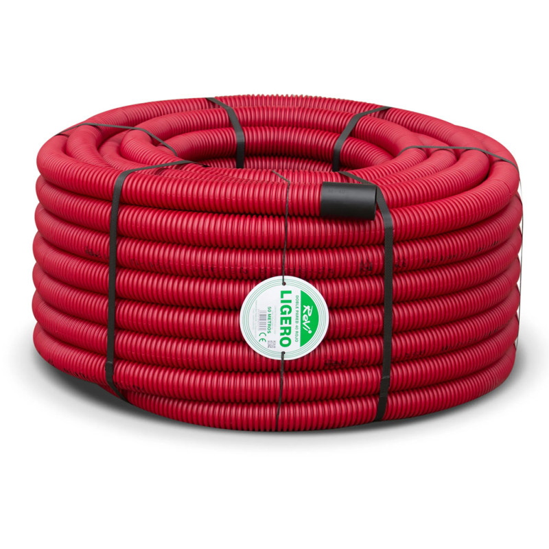 Tube ondulé double couche rouge 40 mm 50 m | Tube ondulé certifié AENOR | Tube pour câbles électriques