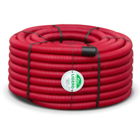 Tube ondulé double couche rouge 40 mm 50 m | Tube ondulé certifié AENOR | Tube pour câbles électriques