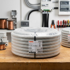 Flexibler grauer Schutzschlauch 25 mm x 30 m | Elektrokabelschutzschlauch | Elektroschlauch