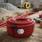 Tube ondulé double couche rouge 50 mm x 50 m | Tube ondulé certifié AENOR | Tube pour câbles électriques
