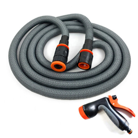 Tubo da giardino estensibile fino a 15 m | Pistola per irrigazione multiposizione | Tubo per irrigazione esterna e da giardino