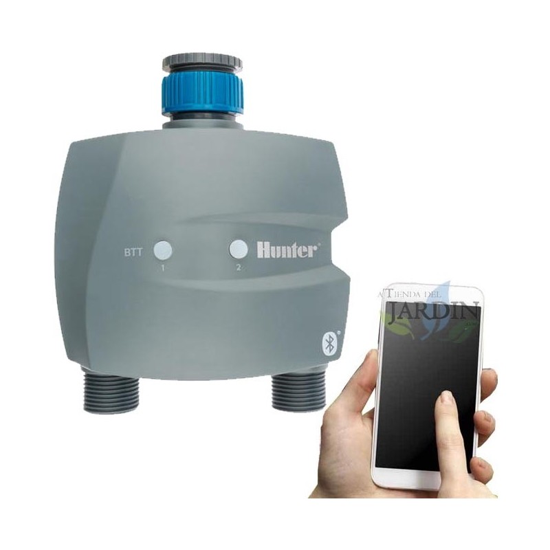 Programador de grifo 2 zonas controlado por Bluetooth BTT-201 Hunter, temporizador inteligente para riego automático Programador de grifo 2 zonas controlado por Bluetooth BTT-201 Hunter, temporizador inteligente para riego automático