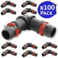 Pack 100 Codo Riego por Goteo 20mm Anilla de Seguridad | Codo conector tuberia 20 mm | Codo Goteo para Manguera de Riego 20 mm