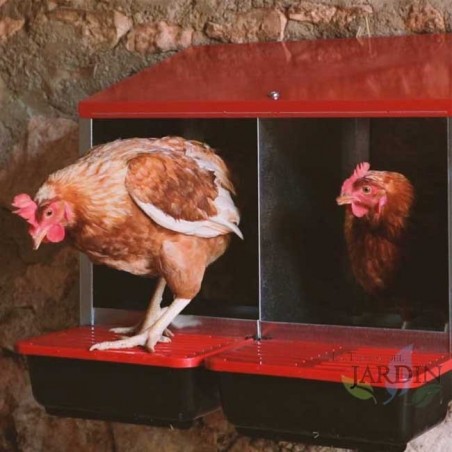 Nichoir à poules d'intérieur à 2 zones, 52x45x48 cm