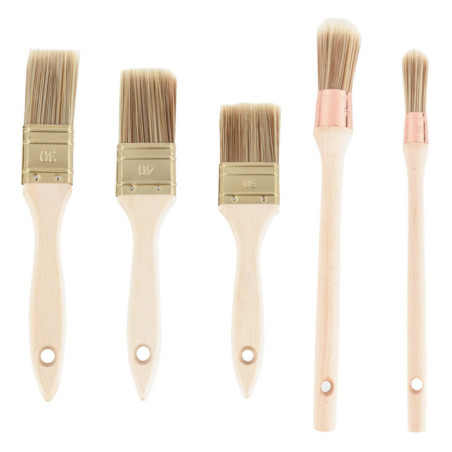Pack of 6 Brushes | 3 Flat and 3 Straight Brushes | Brushes for Painting, DIY, Enameling, Lacquering and Priming