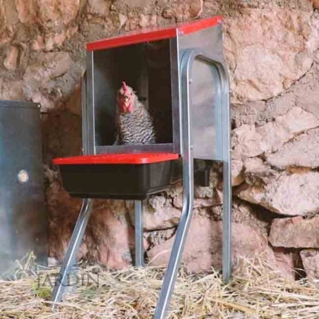 Volaille Pondoir galvanisée, Pondoir pour Poules 1 Compartiment avec pattes, 4/6 Poules, Nichoir pour Poules 30x47x76 cm