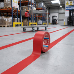 Cinta Adhesiva Señalización Suelo Roja 50 mm x 33 m | Cinta PVC Adhesiva | Marcaje de Suelos