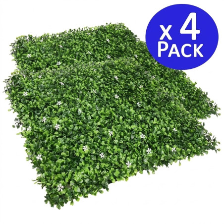 4 Stück Vertikaler Garten Jasmin 50x50 cm (1x1m) | Künstliche Pflanze | Wanddekoration für Innen- und Außenbereiche