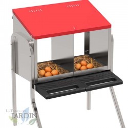 Ninho de galinha com 2 compartimentos, 57x47x77 cm, com pernas