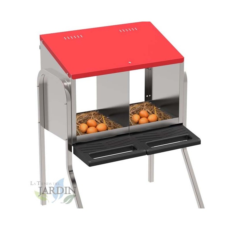 Niche de Ponceuse 2 départements 57x47x77 cm avec Plateau à œufs avec pieds, pour jusqu'à 12 Poules