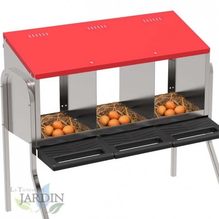 Nido per galline a 3 scomparti 82x47x77 cm con gambe