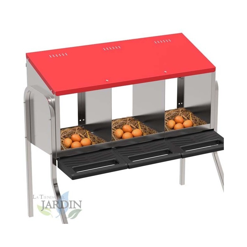 Nido per galline a 3 scomparti 82x47x77 cm con gambe