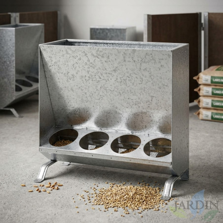 Galvanized Pig Feeder 20 kg | 4-Hole Feed Dispenser | Dimensions 57 x 21 x 53 cm | Livestock Feeder
