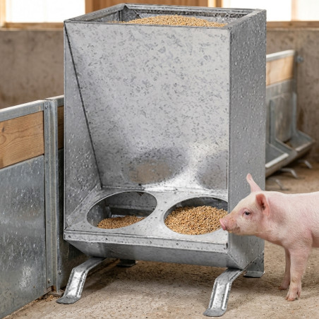 Piglet feeder hopper 2 holes.