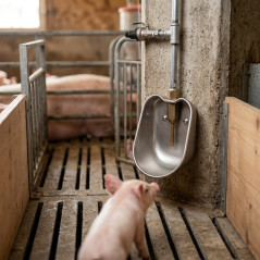 Wandtränke für Schweine und Ferkel | Hochdruck | 11 x 8 x 16 cm | Tiertränke mit Netzanschluss