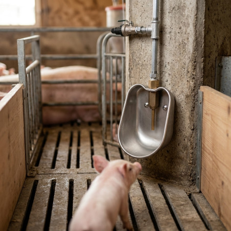 Wall-Mounted Waterer for Pigs and Piglets | High Pressure | 11 x 8 x 16 cm | Animal Waterer with Mains Connection