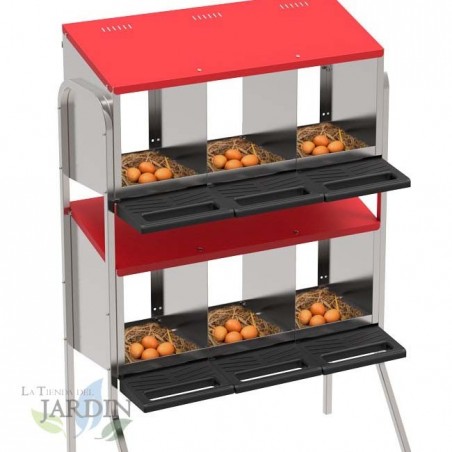 Nido per galline a 6 scomparti 82x47x123 cm con gambe