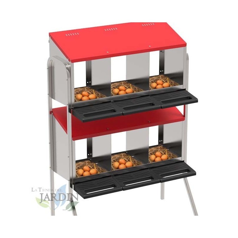 Nido per galline a 6 scomparti 82x47x123 cm con gambe