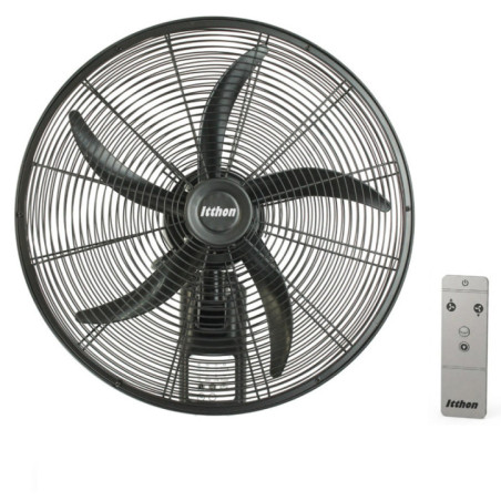 Ventilateur mural 50 cm 120 W, noir | 5 pales | 3 vitesses | Ventilateur haute puissance