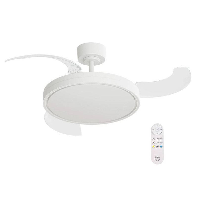 71 cm Deckenventilator mit einziehbarem Flügeln | 3 transparente Flügel | 6 Geschwindigkeitsstufen | Timer | Deckenventilator
