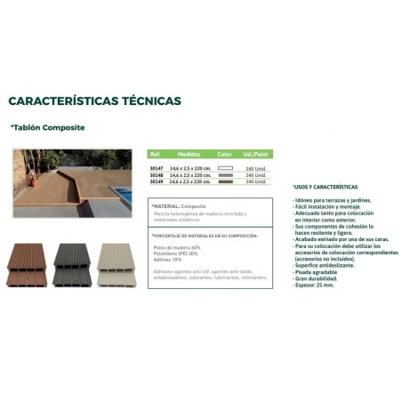 Set di 11 Piastrella da giardino in composito 30 x 30 cm - 2 mm