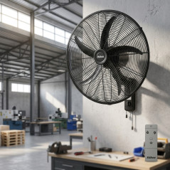 Ventilateur mural 50 cm 120 W, noir | 5 pales | 3 vitesses | Ventilateur haute puissance