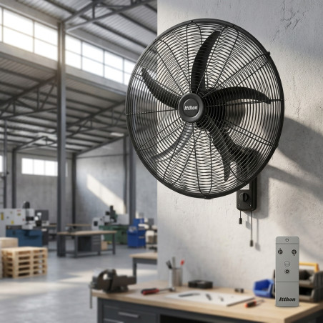50 cm Wandventilator, 120 W, Schwarz | 5 Flügel | 3 Geschwindigkeitsstufen | Leistungsstarker Ventilator