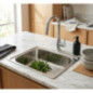 Lavello da cucina quadrato a 1 vasca 46 x 40 x 20 cm | Lavello da cucina in acciaio inox