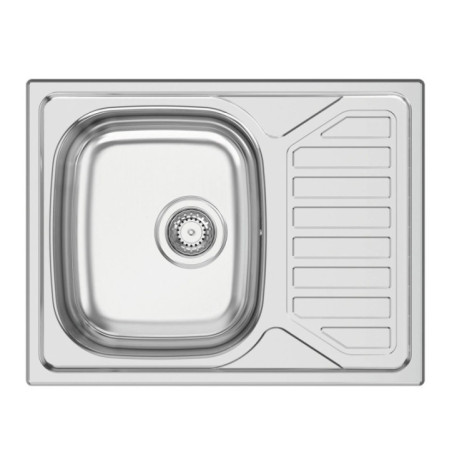 Pia de cozinha com 1 cuba + escorredor quadrado pequeno 65 x 50 x 16 cm | Pia de aço inoxidável
