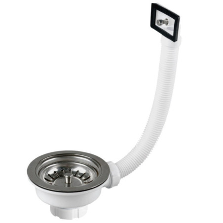 Válvula Fregadero 115 mm con Vástago y Rebosadero Blanca Girpi | Válvula para Fregadero y Lavabo