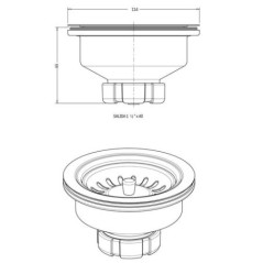 Valvola di scarico per lavello da 115 mm con stelo, bianca | Valvola di scarico per lavello