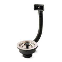 Robinet d'évier 115 mm avec tige et trop-plein, noir | Robinet de vidange d'évier