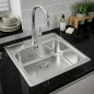 Fregadero de Cocina 1 Seno Cuadrado 48 x 48 x 16 cm | Fregadero de Acero Inoxidable para Cocina
