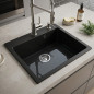 Lavello quadrato a vasca singola in resina 49 x 45,5 x 19 cm | Lavello da cucina resistente e facile da pulire