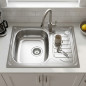 Lavello da cucina con 1 vasca + mini scolapiatti quadrato 65 x 50 x 16 cm | Lavello in acciaio inox