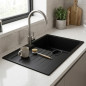 Fregadero 1 Seno + Escurridor Cuadrado de Resina 78 x 49,5 x 19 cm | Fregadero de Cocina Resistente
