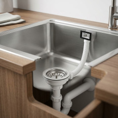 Valvola per lavabo Girpi da 115 mm bianca con stelo e troppopieno | Valvola per lavabo e lavandino
