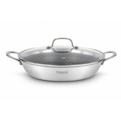 Frigideira com duas alças e tampa de vidro Ø28 cm | Frigideira de cozinha | Recipiente antiaderente